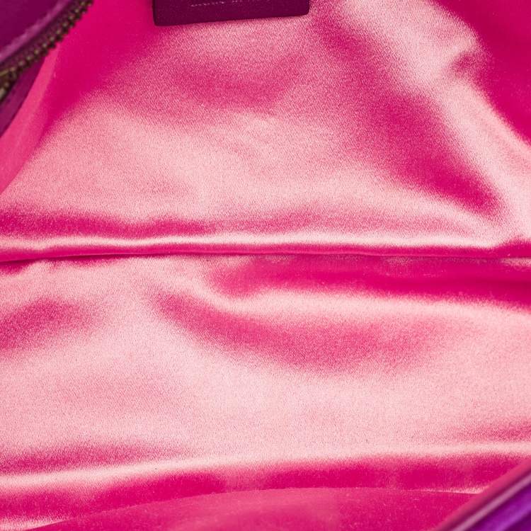 Pre Owned Gucci Purple Matelasse Velvet Small GG Marmont Shoulder Bag