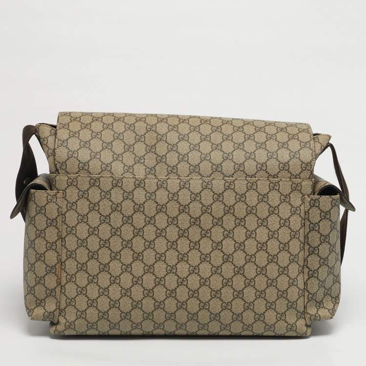 Pre Owned Gucci Beige GG Supreme Canvas Baby Changing Bag