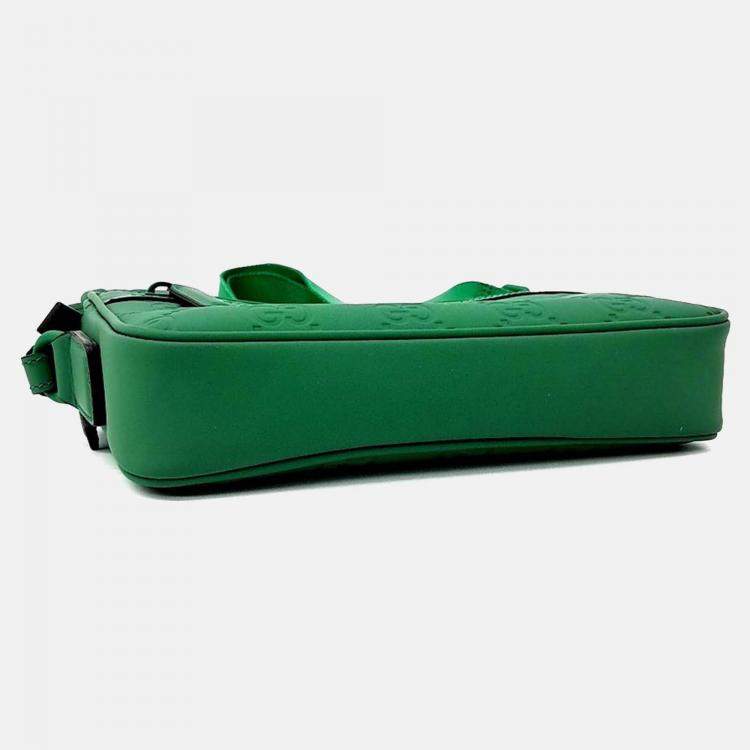 مملوكة مسبقًا Gucci Green Rubber GG Rubber Crossbody Bag