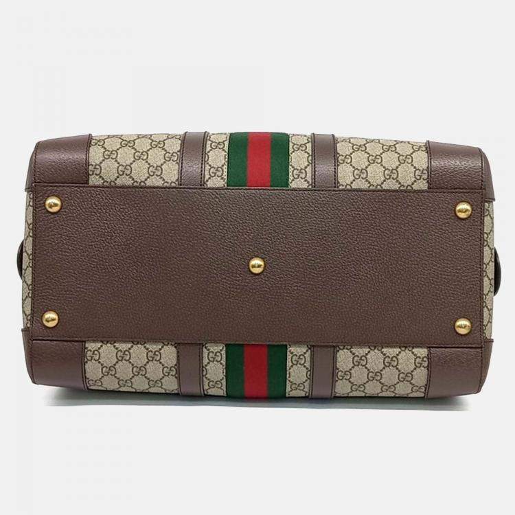 Pre Owned Gucci Beige Coated Canvas Savoy Small Duffel Bag