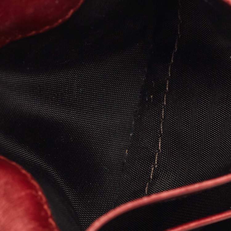 Pre Owned Gucci Red Guccissima Leather Lovely Heart Card Case