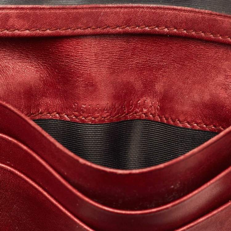Pre Owned Gucci Red Guccissima Leather Lovely Heart Card Case