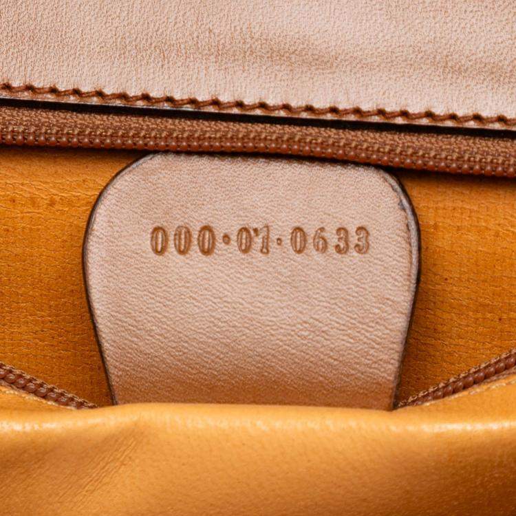 Pre Owned Gucci Brown Small Grained Calfskin Bamboo Top Handle Bag