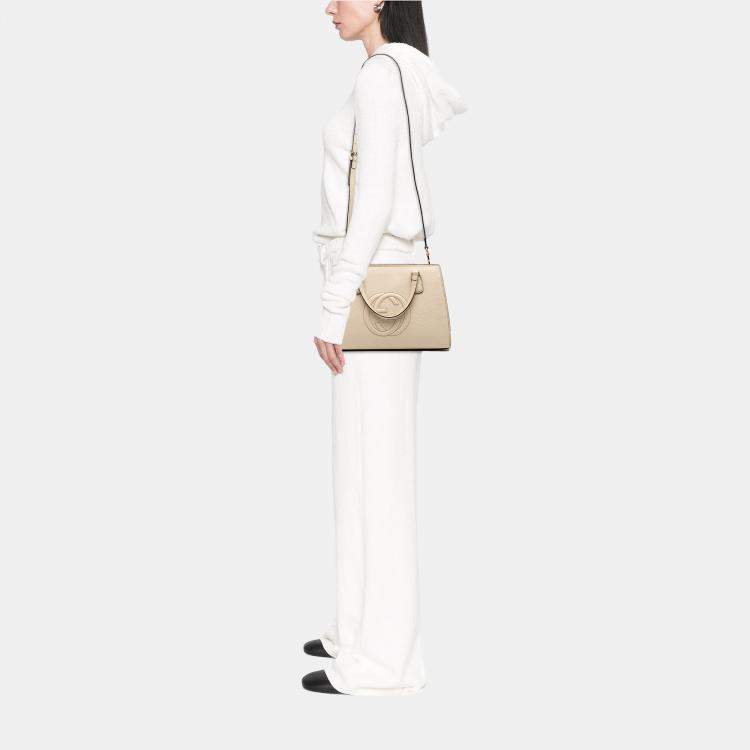 Pre Owned Gucci White Medium Leather Soho Satchel