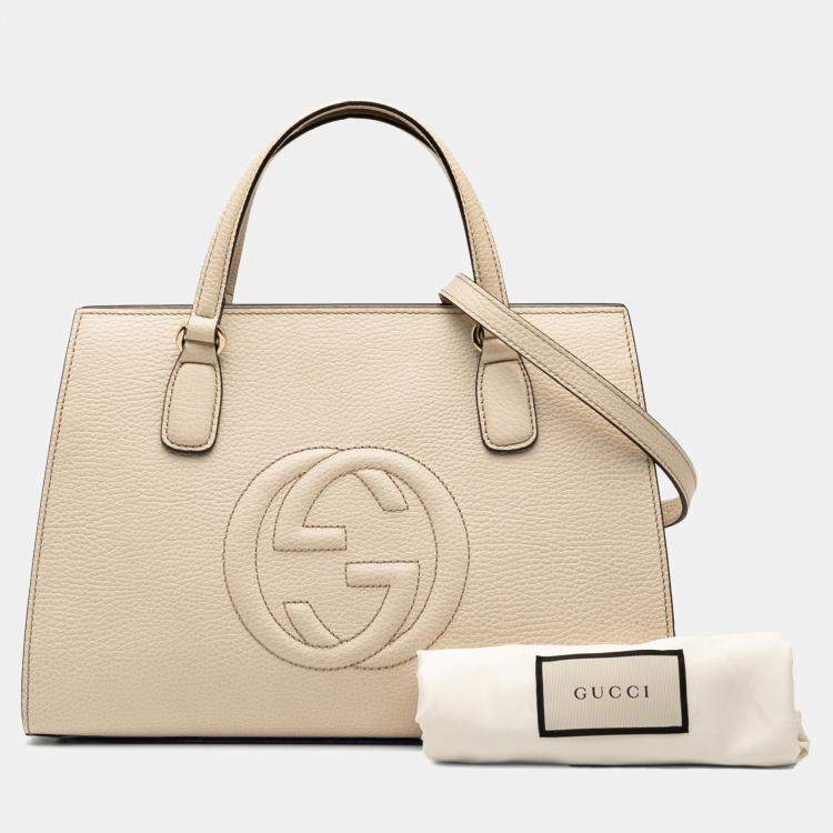 Pre Owned Gucci White Medium Leather Soho Satchel