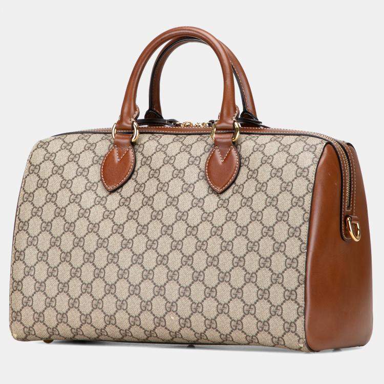 مملوكة مسبقًا Gucci Beige Brown Medium GG Supreme Satchel