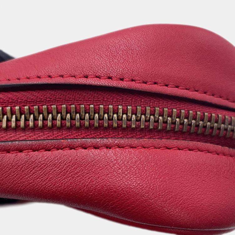 Pre Owned Gucci Gg Marmont Mini Shoulder Bag Red/Beige Leather Size Mini