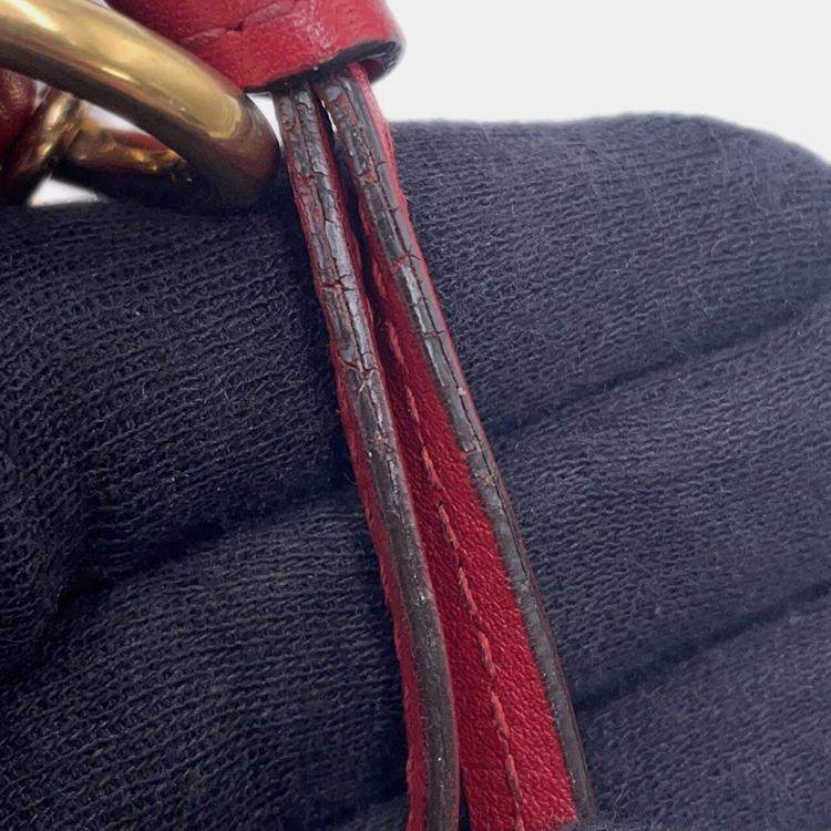 Pre Owned Gucci Gg Marmont Mini Shoulder Bag Red/Beige Leather Size Mini