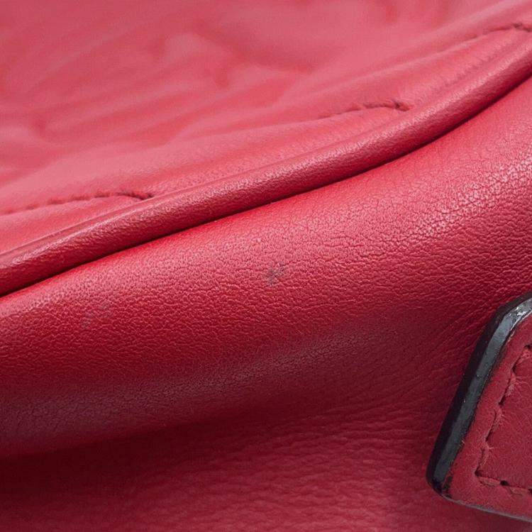 Pre Owned Gucci Gg Marmont Mini Shoulder Bag Red/Beige Leather Size Mini