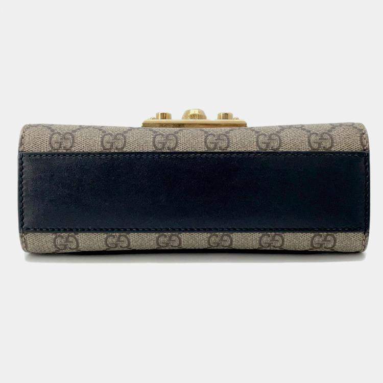 مملوكة مسبقًا Gucci GG Supreme Padlock Chain shoulder Bag Beige/Black Gg Supreme Leather Size Small