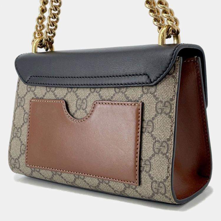 مملوكة مسبقًا Gucci GG Supreme Padlock Chain shoulder Bag Beige/Black Gg Supreme Leather Size Small