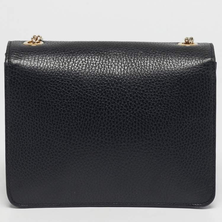 Pre Owned Gucci Black Leather Dollar Interlocking G Shoulder Bag