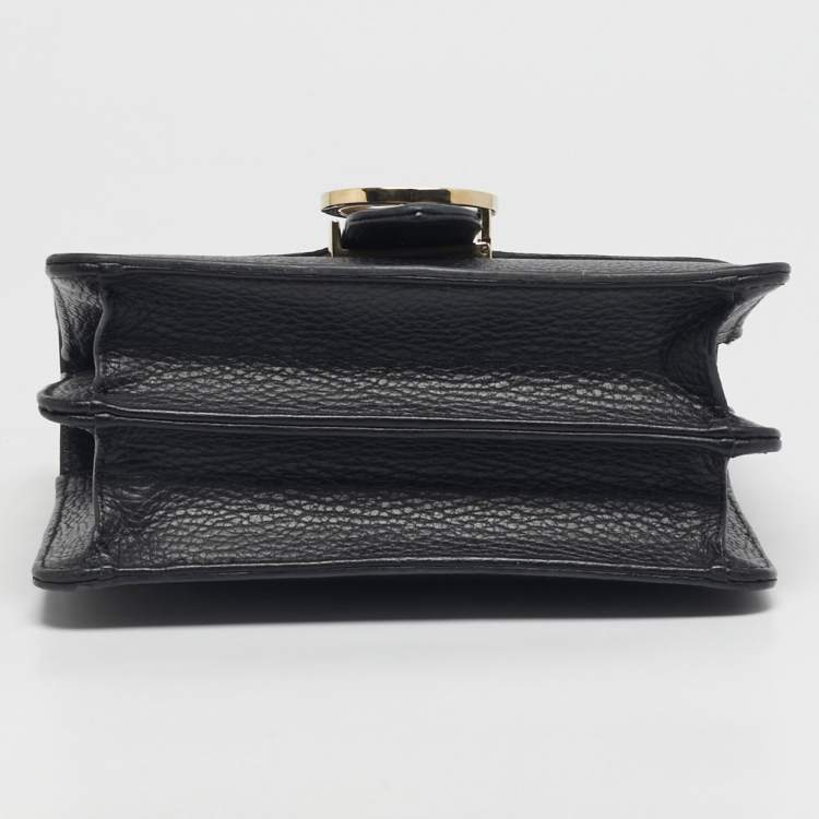Pre Owned Gucci Black Leather Dollar Interlocking G Shoulder Bag
