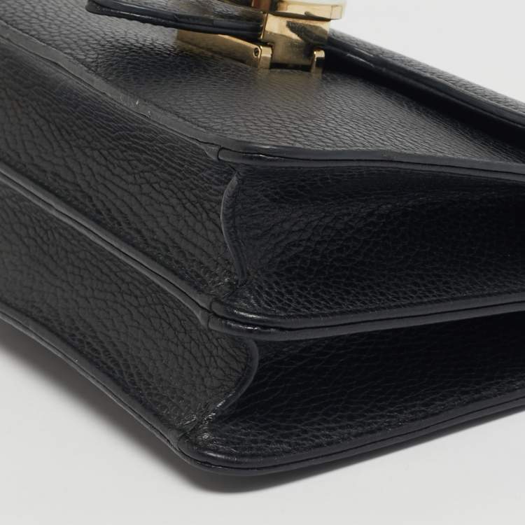 Pre Owned Gucci Black Leather Dollar Interlocking G Shoulder Bag