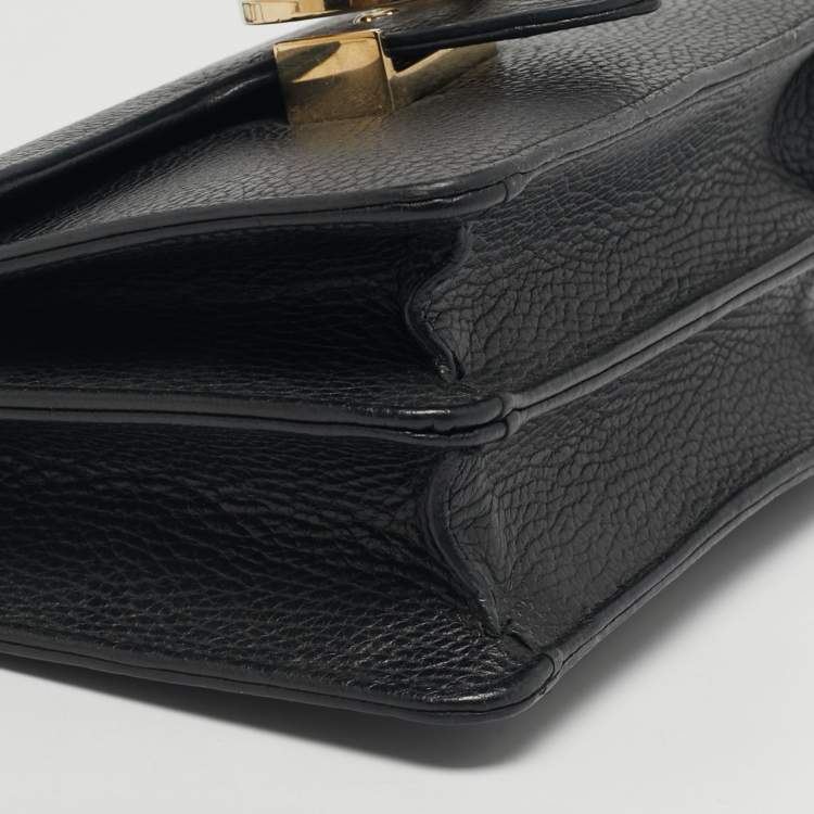 Pre Owned Gucci Black Leather Dollar Interlocking G Shoulder Bag