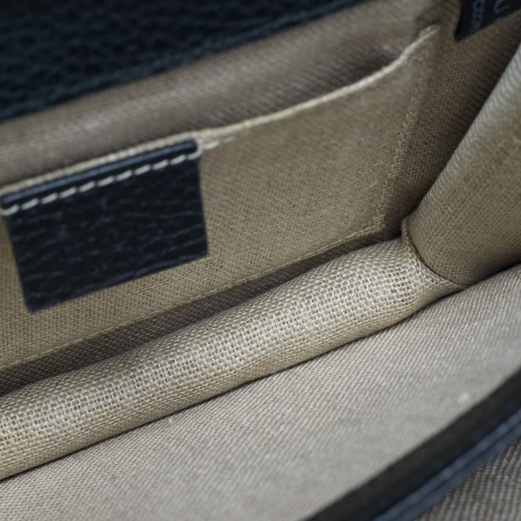 Pre Owned Gucci Black Leather Dollar Interlocking G Shoulder Bag