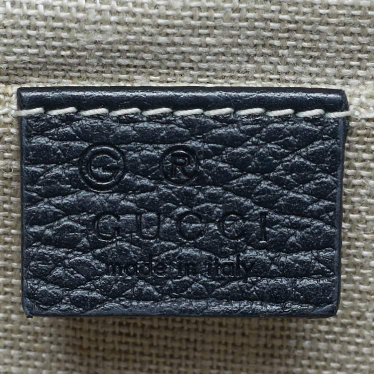 Pre Owned Gucci Black Leather Dollar Interlocking G Shoulder Bag