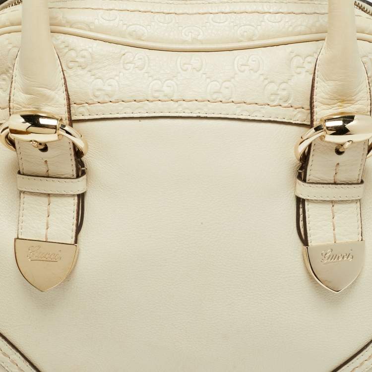 Pre Owned Gucci Off White Guccissima Leather Signoria Satchel