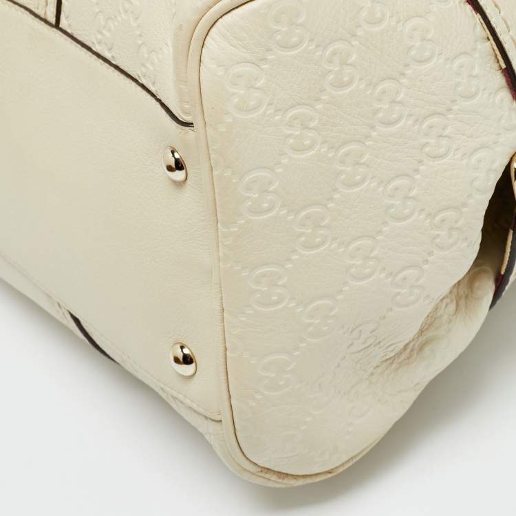 Pre Owned Gucci Off White Guccissima Leather Signoria Satchel