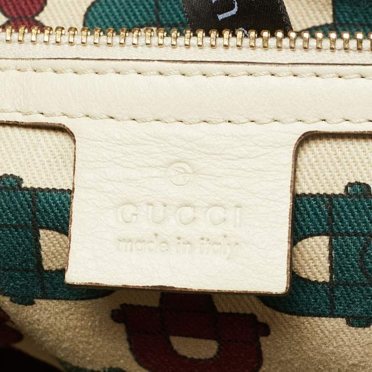Pre Owned Gucci Off White Guccissima Leather Signoria Satchel