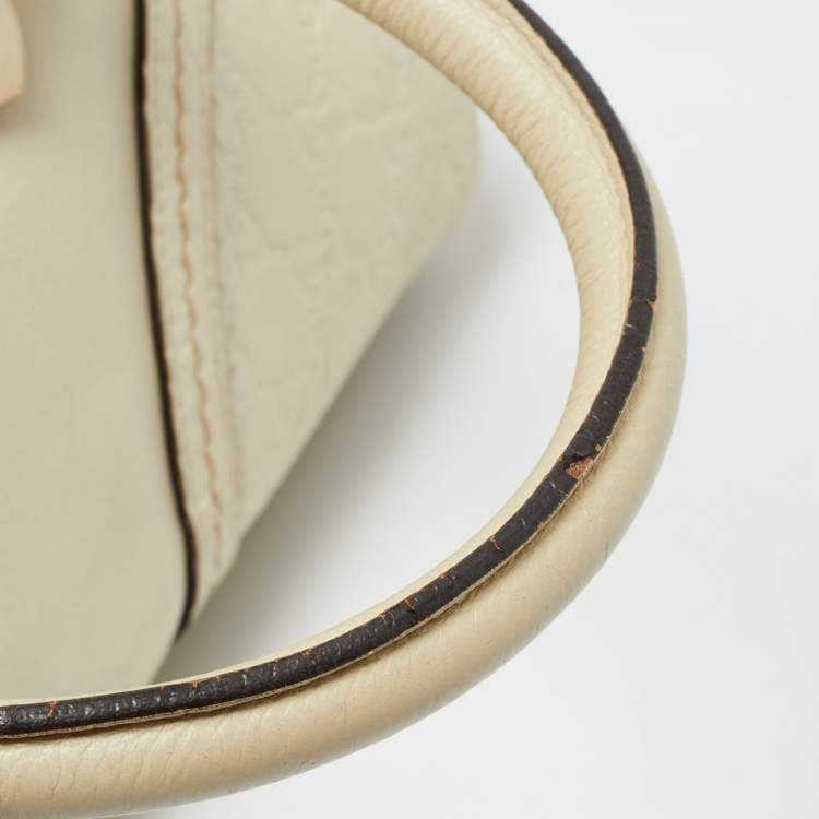 Pre Owned Gucci Off White Guccissima Leather Signoria Satchel