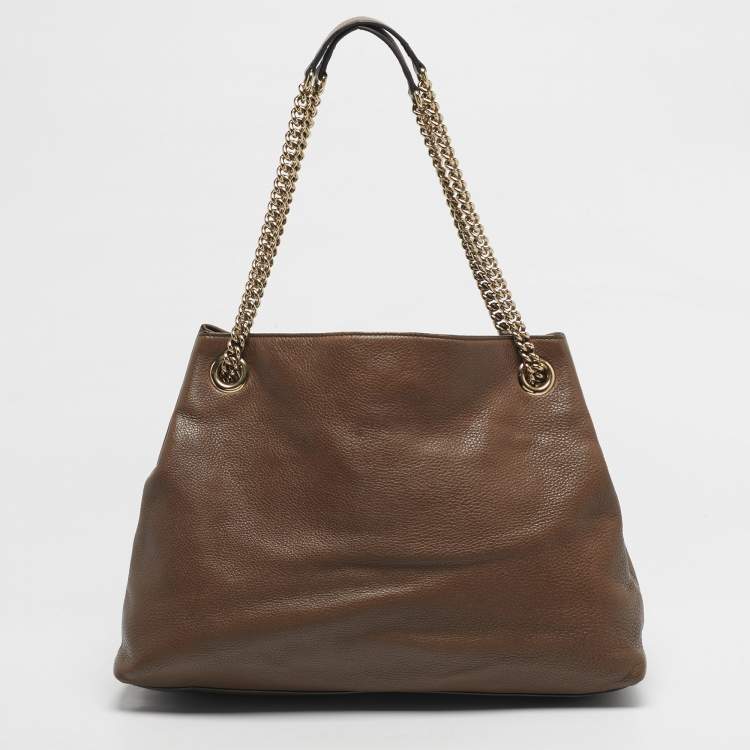 Pre Owned Gucci Brown Leather Medium Soho Chain Shoulder Bag