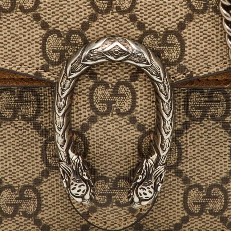 Pre Owned Gucci Beige GG Supreme Canvas and Leather Mini Dionysus Shoulder Bag