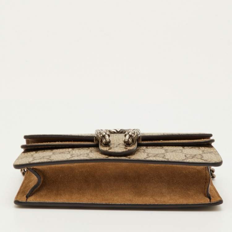 Pre Owned Gucci Beige GG Supreme Canvas and Leather Mini Dionysus Shoulder Bag