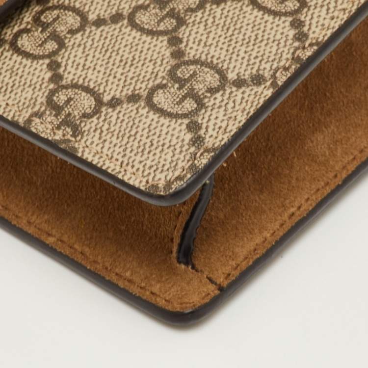 Pre Owned Gucci Beige GG Supreme Canvas and Leather Mini Dionysus Shoulder Bag