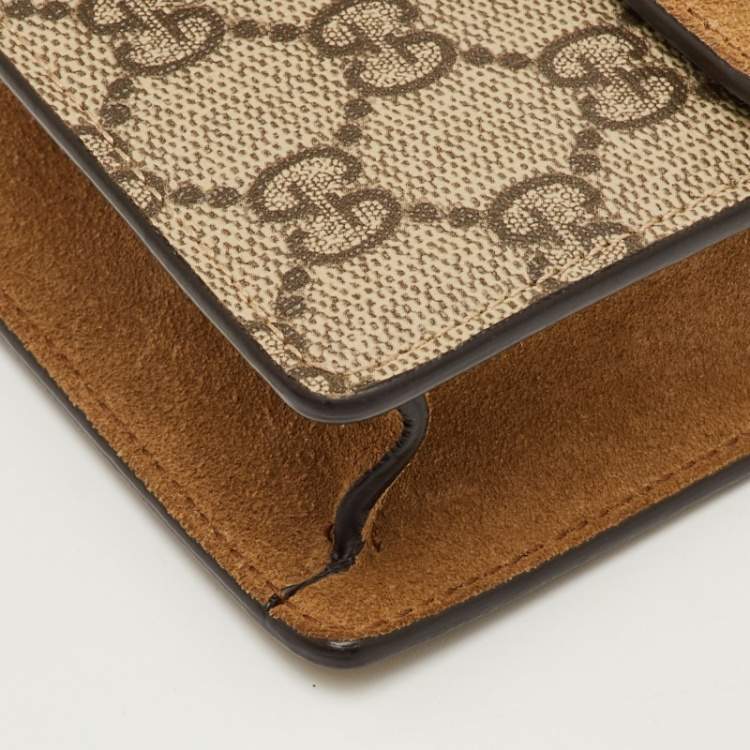 Pre Owned Gucci Beige GG Supreme Canvas and Leather Mini Dionysus Shoulder Bag