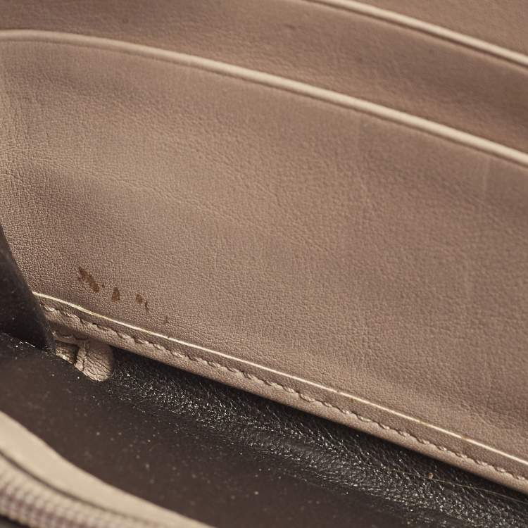 Pre Owned Gucci Interlocking G Beige Guccissima Leather Zip Around Wallet