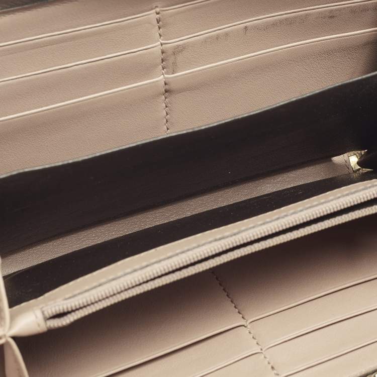 Pre Owned Gucci Interlocking G Beige Guccissima Leather Zip Around Wallet