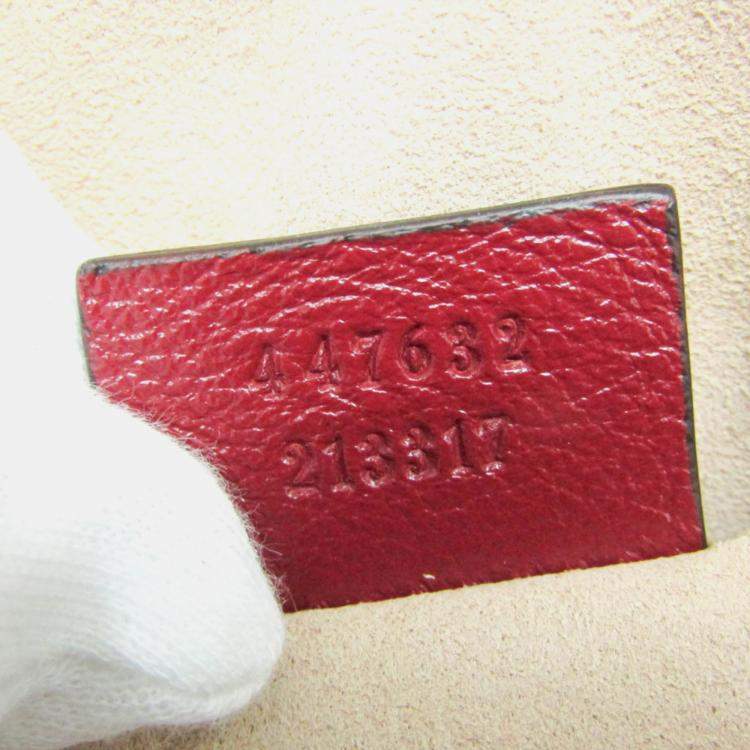 Pre Owned Gucci Beige/Red Leather GG Canvas Marmont Small Camera Shoulder Bag