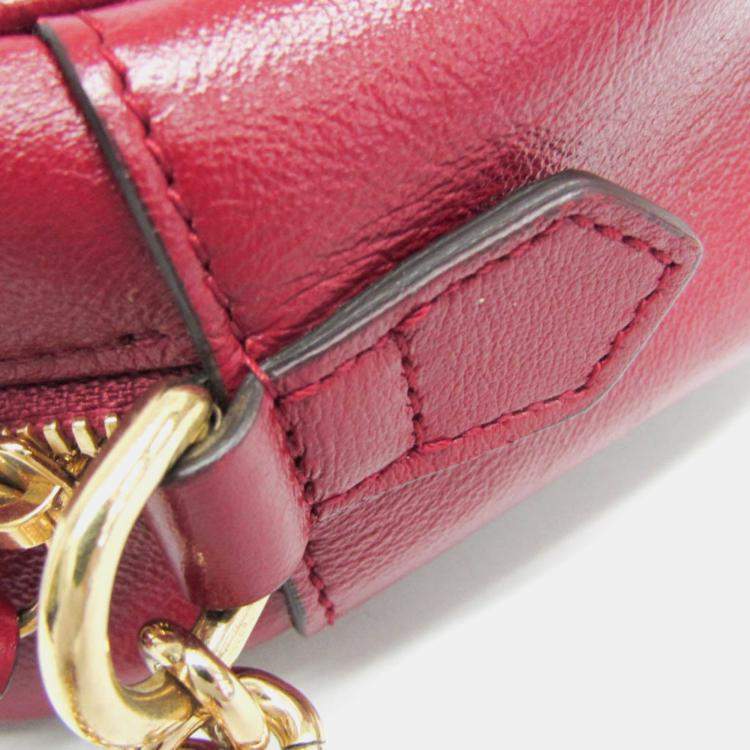 Pre Owned Gucci Beige/Red Leather GG Canvas Marmont Small Camera Shoulder Bag