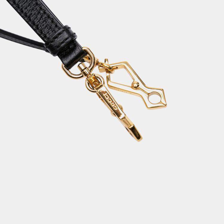 Pre Owned Gucci Black Small Leather Web Ophidia Satchel