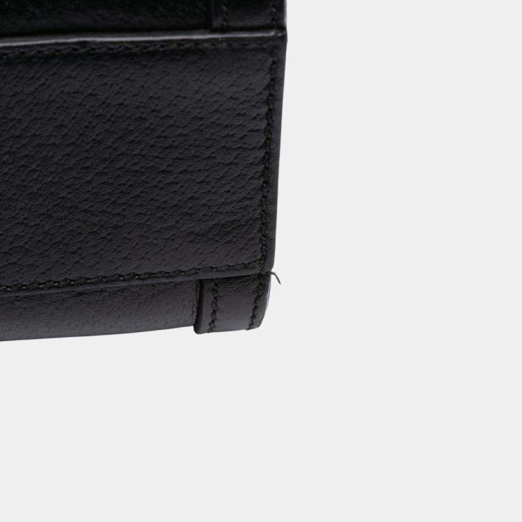 Pre Owned Gucci Black Small Leather Web Ophidia Satchel