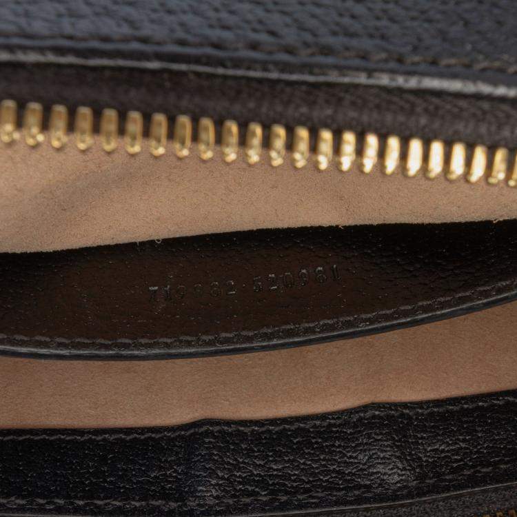 Pre Owned Gucci Black Small Leather Web Ophidia Satchel