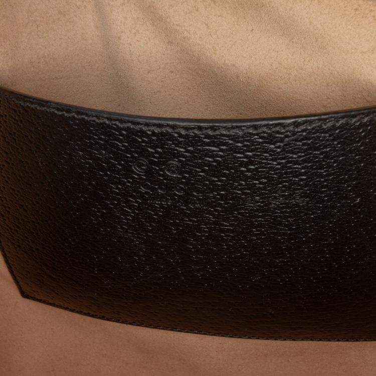 Pre Owned Gucci Black Small Leather Web Ophidia Satchel