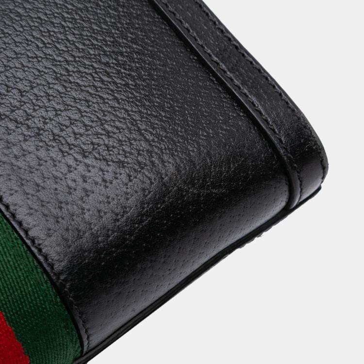 Pre Owned Gucci Black Small Leather Web Ophidia Satchel