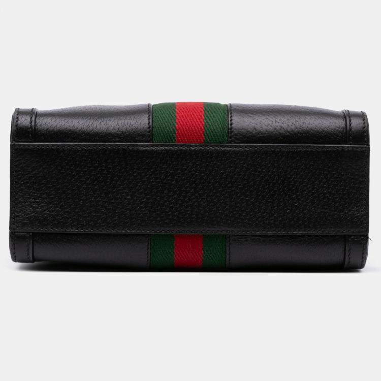 Pre Owned Gucci Black Small Leather Web Ophidia Satchel
