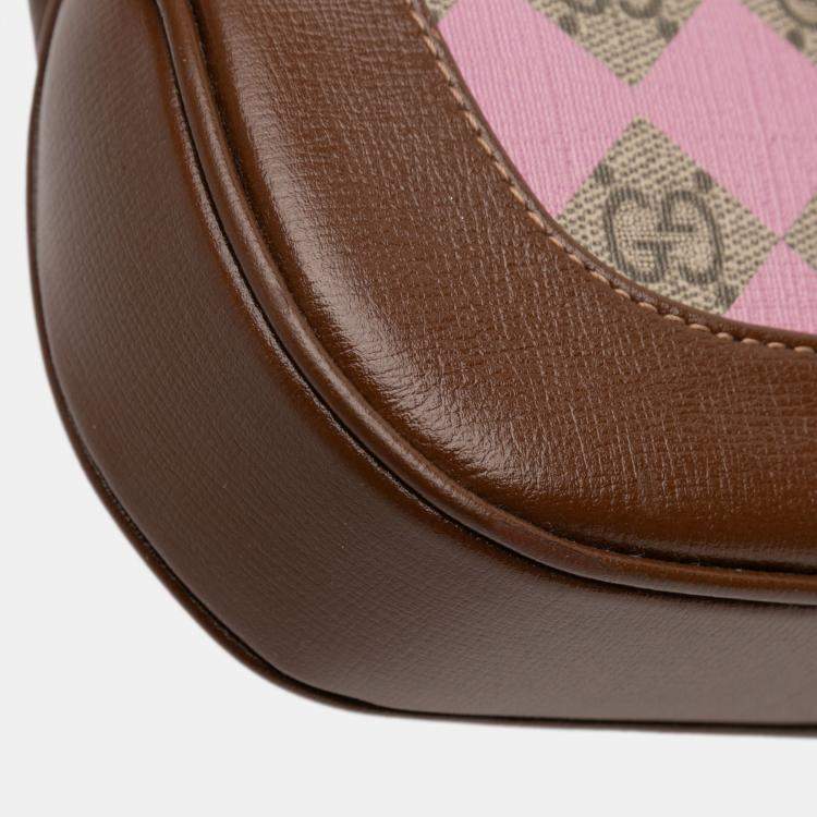 Pre Owned Gucci Beige Brown Small GG Supreme Web Geometric Jackie 1961 Crossbody