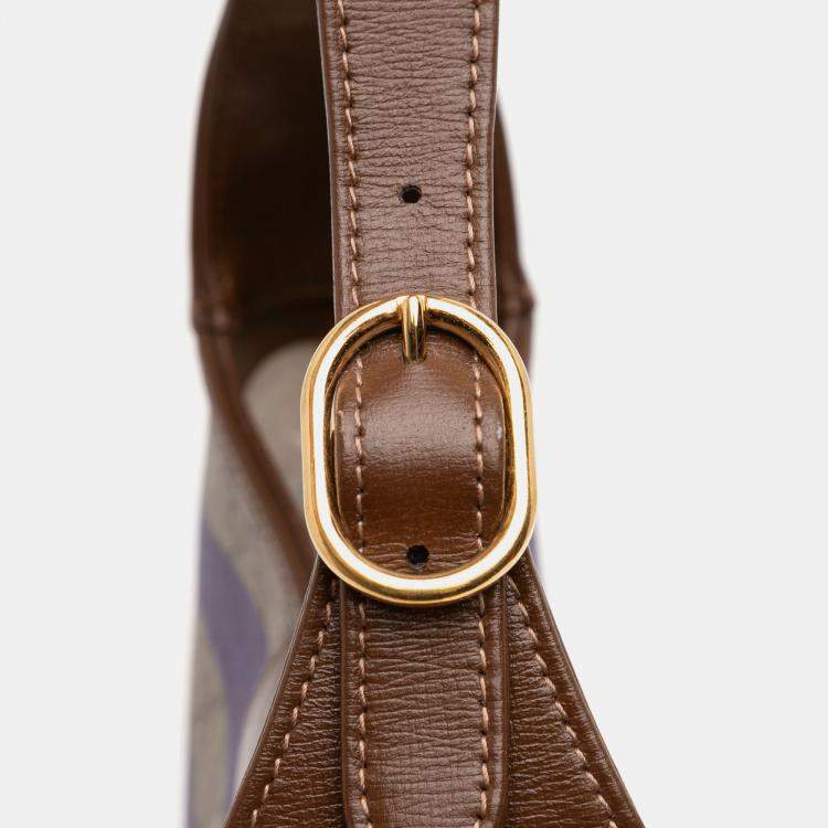 Pre Owned Gucci Beige Brown Small GG Supreme Web Geometric Jackie 1961 Crossbody