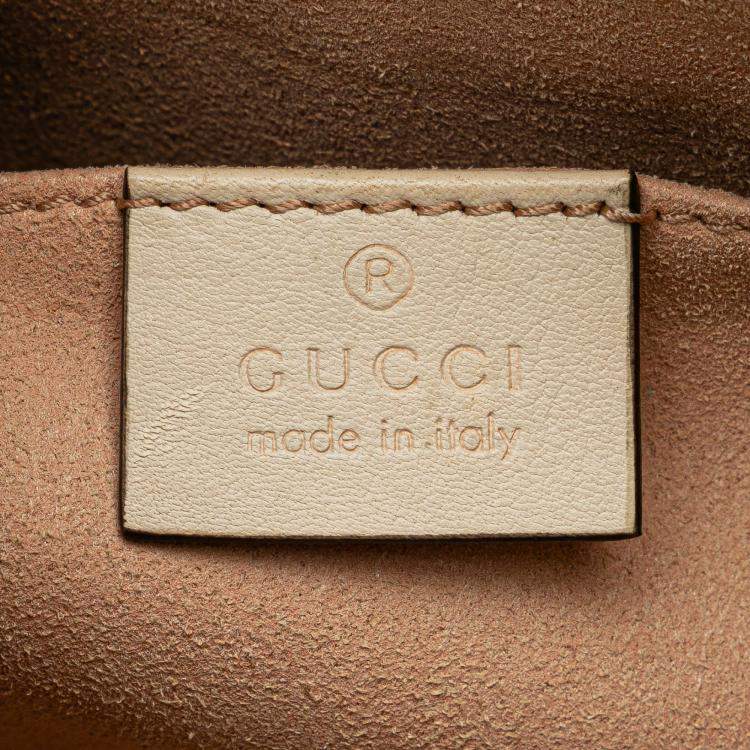 Pre Owned Gucci Brown Small GG Supreme Apple Heart Padlock Tote