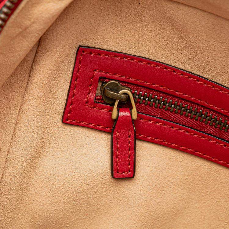 Pre Owned Gucci Red Small GG Marmont Matelasse Leather Sylvie Top Handle Satchel