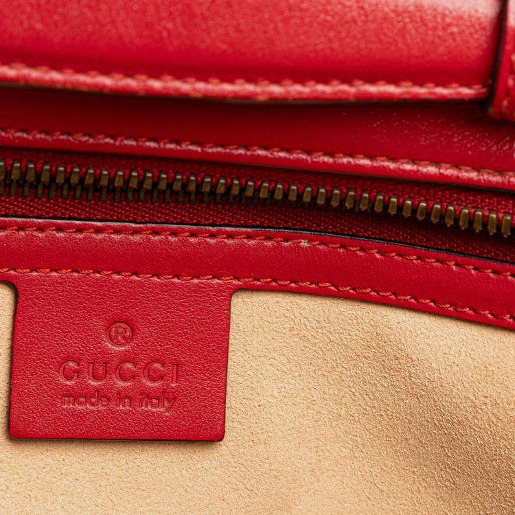 Pre Owned Gucci Red Small GG Marmont Matelasse Leather Sylvie Top Handle Satchel