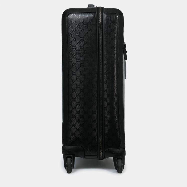 Pre Owned Gucci Black Guccissima Medium Luggage Suitcase