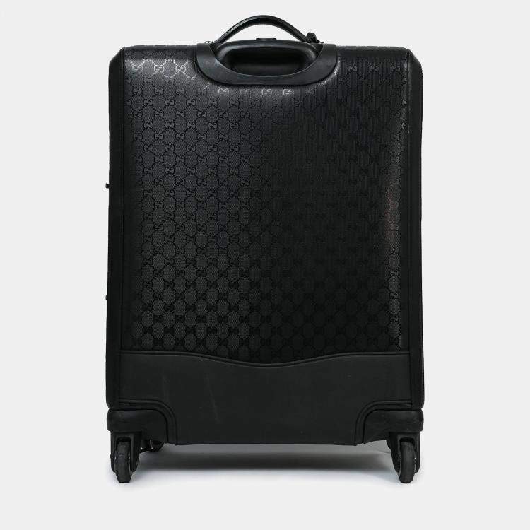 Pre Owned Gucci Black Guccissima Medium Luggage Suitcase