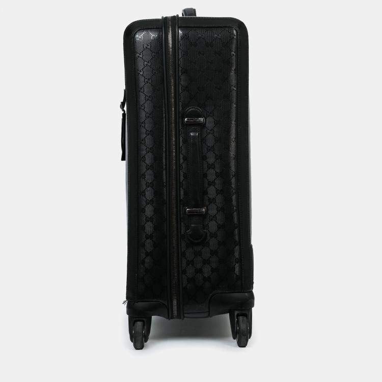 Pre Owned Gucci Black Guccissima Medium Luggage Suitcase