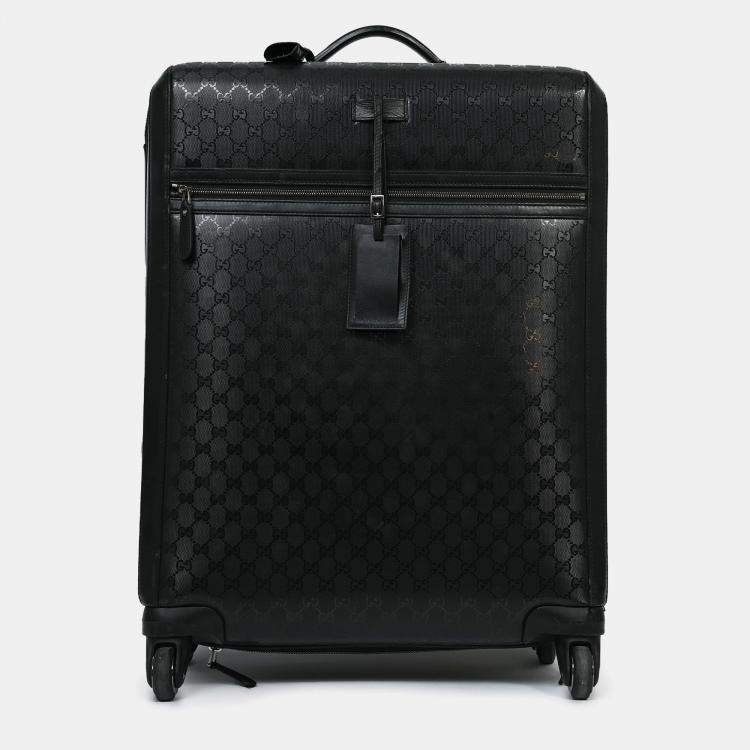 Pre Owned Gucci Black Guccissima Medium Luggage Suitcase