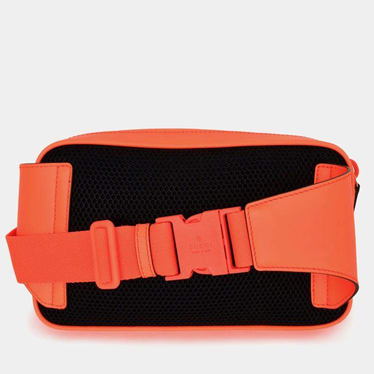 Pre Owned حقيبة حزام قوتشي جي جي مارمونت جلد برتقالي نيون